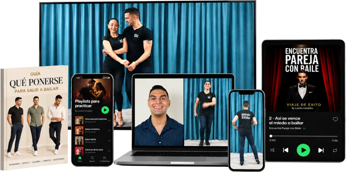 El Full Pack en televisor, laptop, tablet y celular, con la guía Qué ponerse para salir a bailar y las playlists para practicar